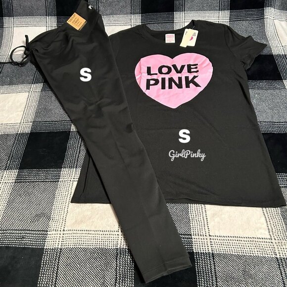 victoria secret PINK leggings OUTFIT with tee size SMALL - Picture 1 of 5